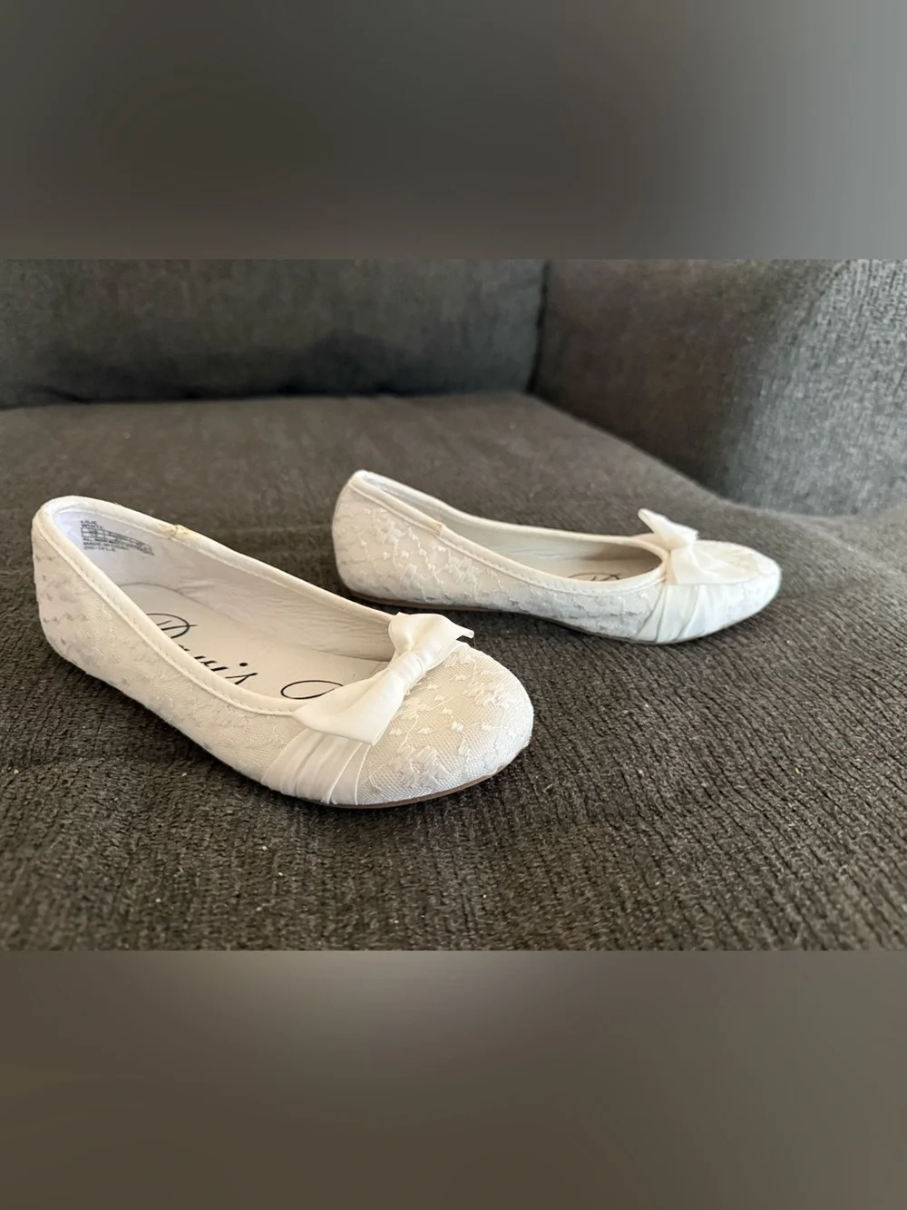 Paris Blues White Lace Bow Ballet Flats for Kids